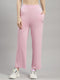 Women Cotton Blend Pink Solid Track Pant