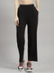 Women Cotton Blend Black Solid Track Pant