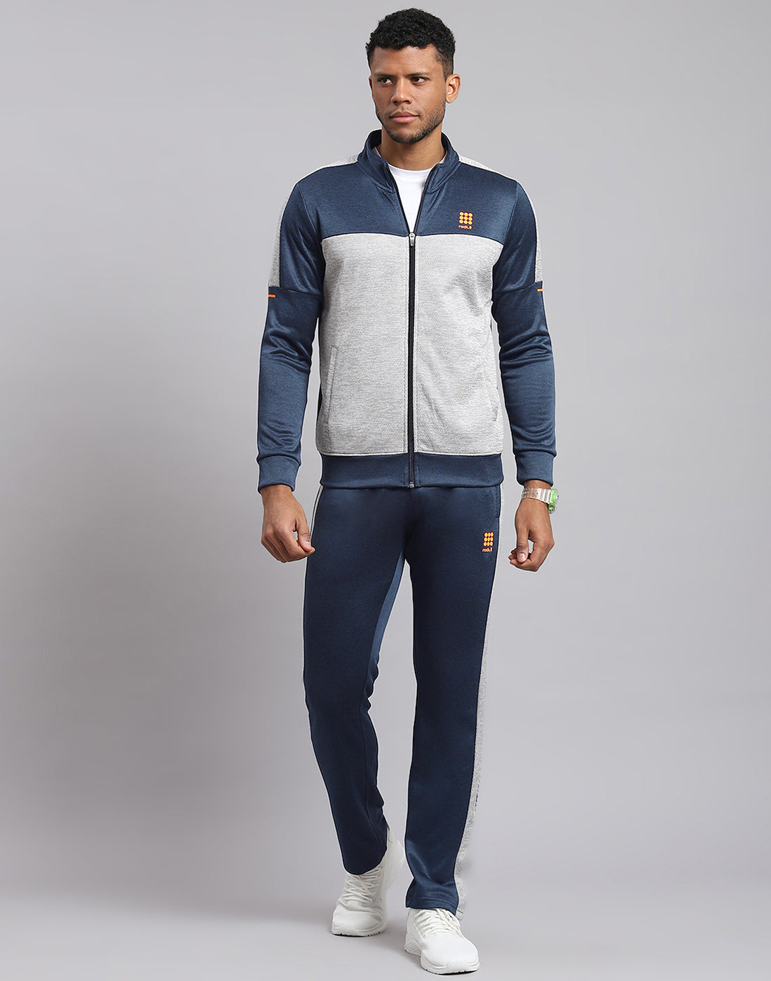 Buy Rock Navy Blue Solid Stand Collar Full Sleeve Tracksuit Online in India Rock Rockit