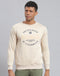 Men Beige Solid Round Neck Full Sleeve Sweatshirt