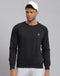 Men Black Solid Round Neck Full Sleeve Sweatshirt