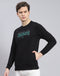 Men Black Solid Round Neck Full Sleeve Sweatshirt