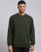 Men Olive Solid Round Neck Full Sleeve Sweatshirt