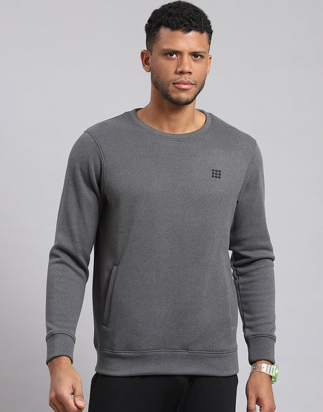 Buy Rock.it Grey Solid Round Neck Full Sleeve Sweatshirt