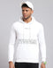 Men White Printed Hooded Full Sleeve Sweatshirt
