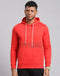 Men Red Printed Hooded Full Sleeve Sweatshirt