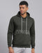 Men Olive Printed Hooded Full Sleeve Sweatshirt
