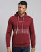 Men Maroon Printed Hooded Full Sleeve Sweatshirt