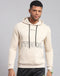 Men Cream Printed Hooded Full Sleeve Sweatshirt