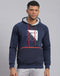 Men Navy Blue Printed Hooded Full Sleeve Sweatshirt