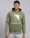 Men Olive Printed Hooded Full Sleeve Sweatshirt