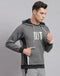 Men Grey Solid Hooded Full Sleeve Sweatshirt
