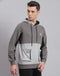 Men Grey Solid Hooded Full Sleeve Sweatshirt