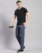 Men Blue Solid Regular Fit Trackpant