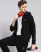 Men Black Solid Hooded Full Sleeve Tracksuit