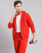Men Red Solid Hooded Full Sleeve Tracksuit