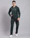 Men Green Solid Hooded Full Sleeve Tracksuit