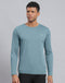 Men Blue Solid Round Neck Full Sleeve Active T-Shirt