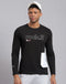Men Black Printed Round Neck Full Sleeve Active T-Shirt
