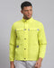 Men Green Solid Stand Collar Full Sleeve Jacket