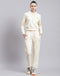 Women Cream Solid Hooded Full Sleeve Cords set
