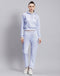 Women Blue Solid Hooded Full Sleeve Cords set
