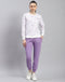 Women Purple Printed Round Neck Full Sleeve Cords Set