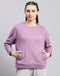 Women Purple Solid Round Neck Full Sleeve Sweatshirt