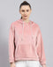 Women Peach Solid Hooded Full Sleeve Sweatshirt
