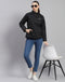 Women Black Solid Stand Collar Full Sleeve Jacket